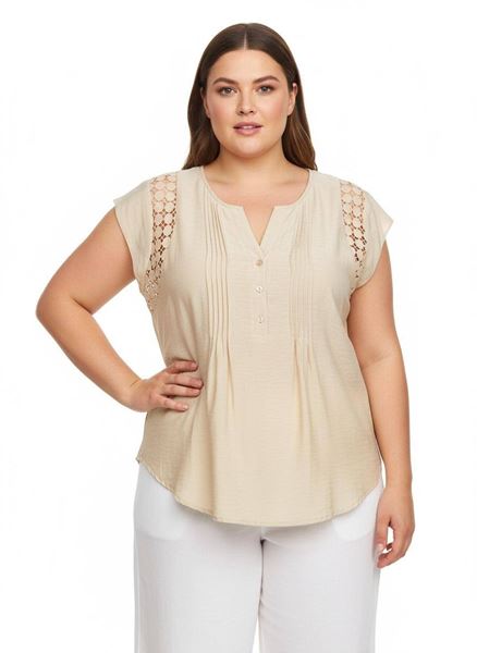 Picture of CURVY GIRL TOP WITH LACE IN VISCOSE FOR SUMMER